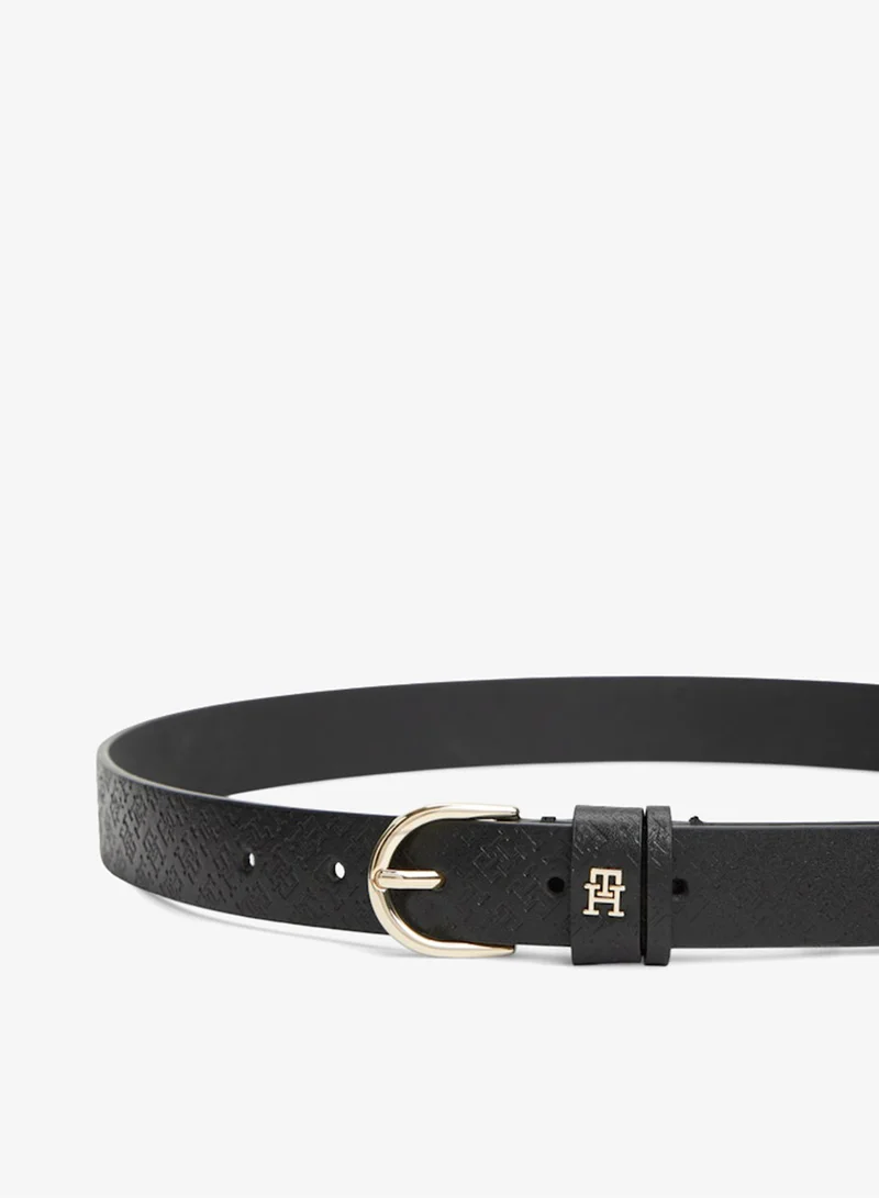TOMMY HILFIGER  Essential Monogram Plaque Leather Belt for Women | Best Price UAE